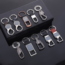 爆款多功能钥匙扣男士商务锌合金带小刀亮枪黑简约钥匙扣 可刻字