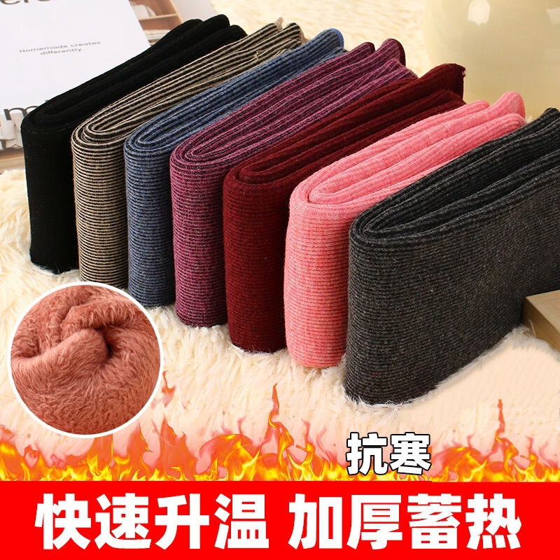 New Thickened Floor Socks Cross-Border Thickened Vertical Striped Cotton Mid-Tube Straight Snow Socks Unisex Wholesale