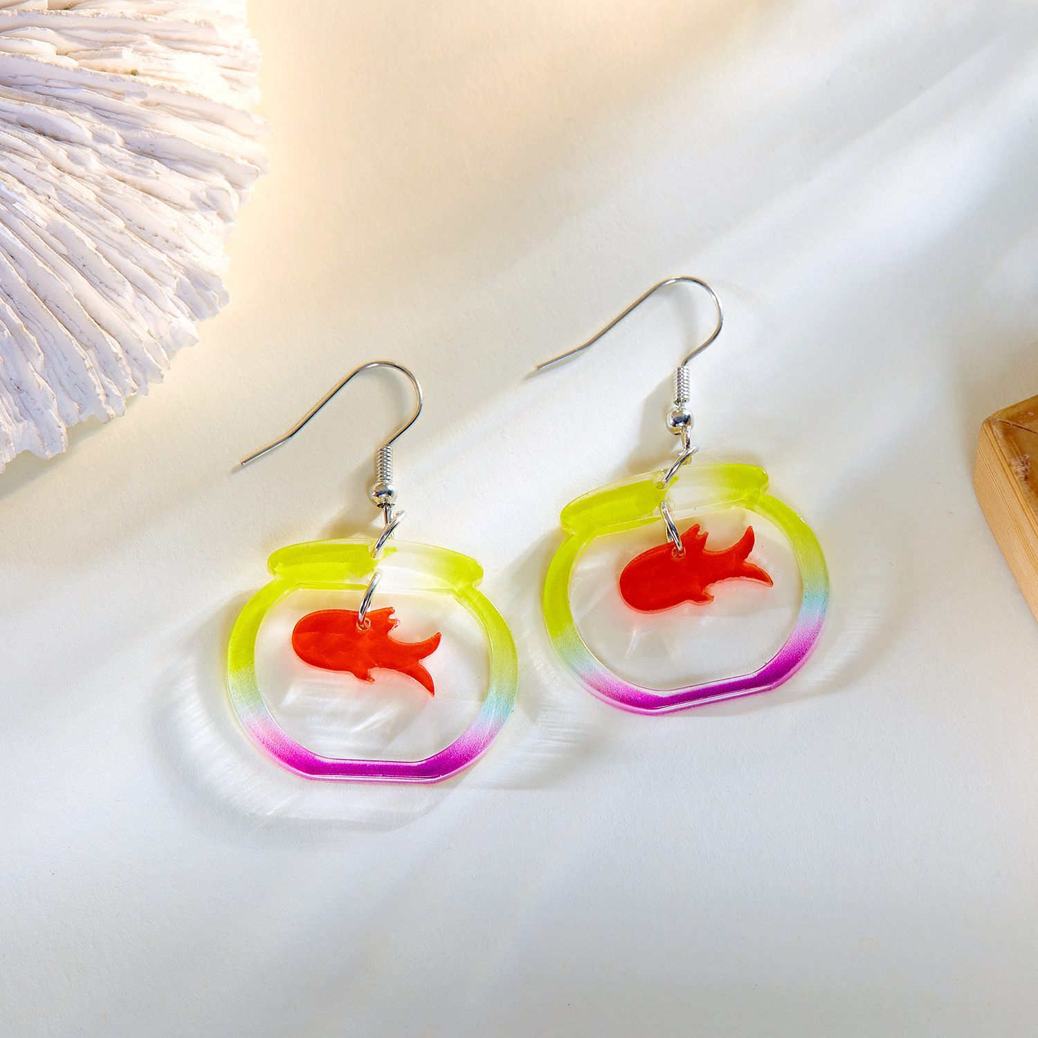 11g Weight Alloy Ear Needle Material Drop Earrings Classification 1 Pair Quantity Holiday, Daily Occasion Acrylic Material Starfish Pattern Spring&Summer Season Women's Gender Plating Design Vacation, Classic Style Style 1 Pair Vacation Classic Style Starfish Plating Acrylic Drop Earrings 13