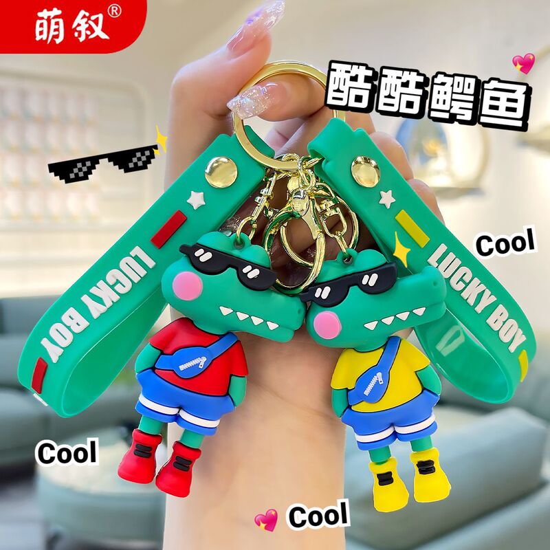 New cool crocodile key chain cute soft rubber doll car key chain schoolbag pendant fashion gifts wholesale