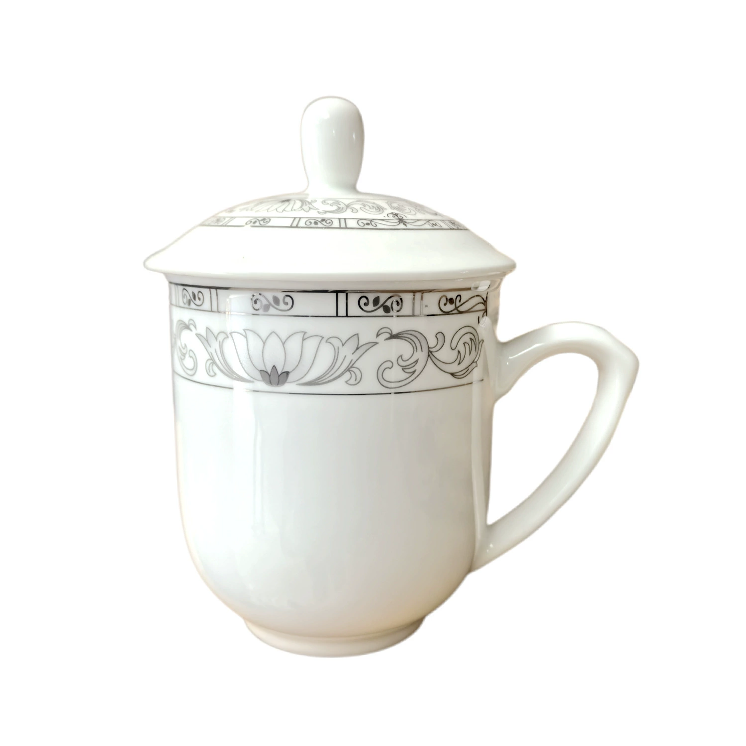 Синдзянь-фарфоровая чаша с крышкой из костяного фарфора Jingdezhen - чисто белая керамическая чашка для офиса, чайного домика