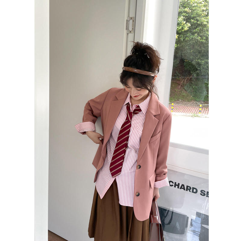 Women's Pocket-Fold Long-Sleeve Striped Shirt with a Japanese Design, Loose Fit for Petite Figures, Suitable for Spring and Autumn Women's Pocket-Fold Long-Sleeve Striped Shirt with a Japanese Design, Loose Fit for Petite Figures, Suitable for Spring and Autumn