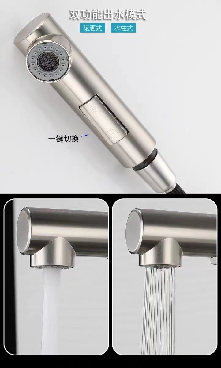 Cross-border stainless steel kitchen sink, cold and hot pull-out faucet, special sink for sink, rotating sink undefined