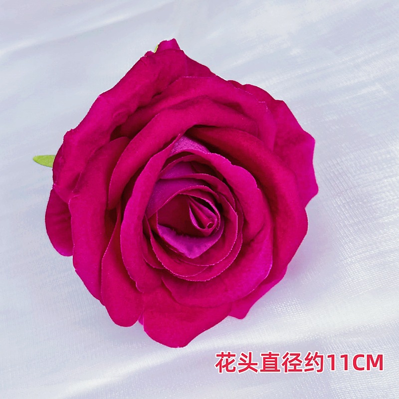 Franela artificial flor Rosa cabeza ramillete rojo boda flor pared tiro apoyos flor artificial arco flor artificial al por mayor