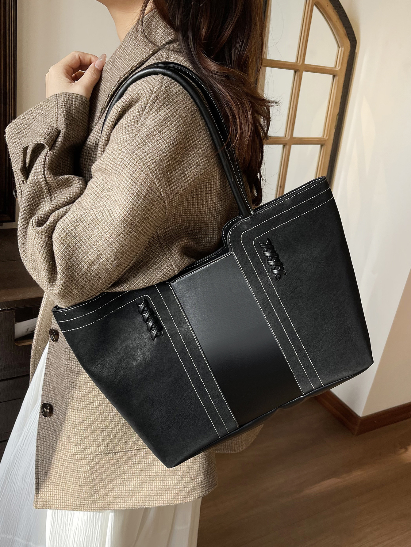 Henggeng nuevo retro gaudón de cuero, bolso de hombro de viaje, bolso de mujer transfronterizo, bolso de gran capacidad, bolso tote image 6