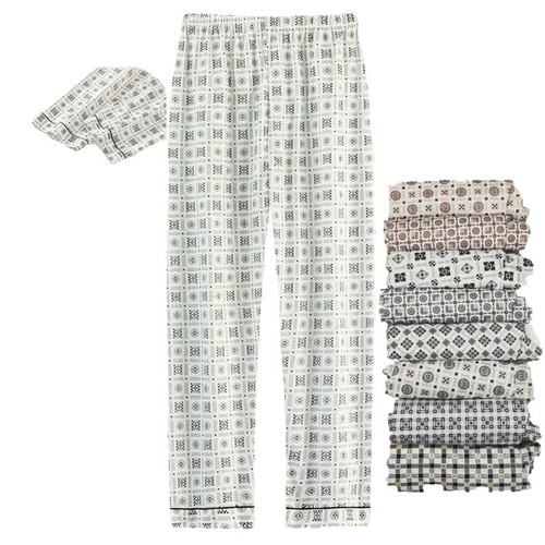 Men's Summer Pure Cotton Thin Long Pants Loose Casual Outerwear Home Pants with Double Pockets