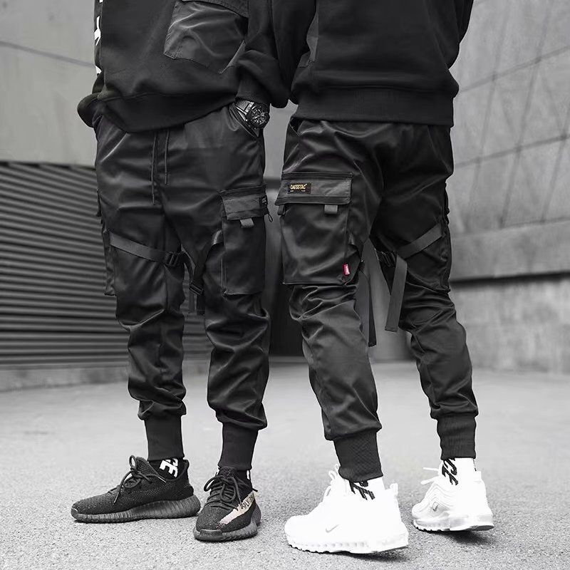 Autumn and winter men's jogging pants multi-pocket sports leggings cotton overalls men's Hong Kong trendy Harlan temperament youth pants