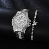 Steel belt, swiss watch with bow, bracelet, set, diamond encrusted