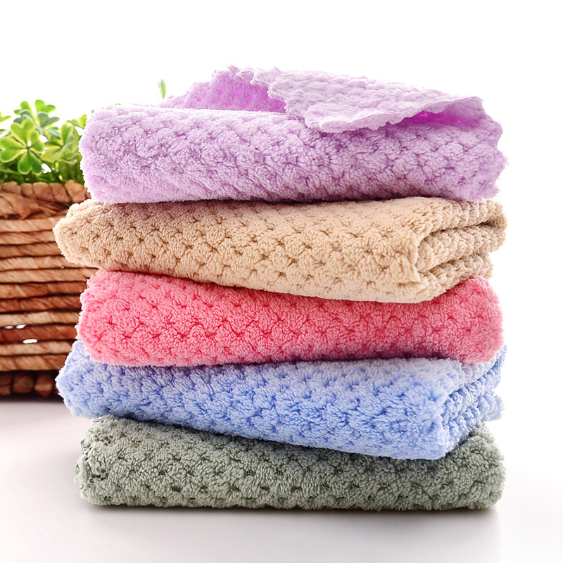 Factory coral fleece cutting edge 30*30 small square towel dishcloth kitchen card towel cleaning dishwashing hand towel spot Factory coral fleece cutting edge 30*30 small square towel dishcloth kitchen card towel cleaning dishwashing hand towel spot