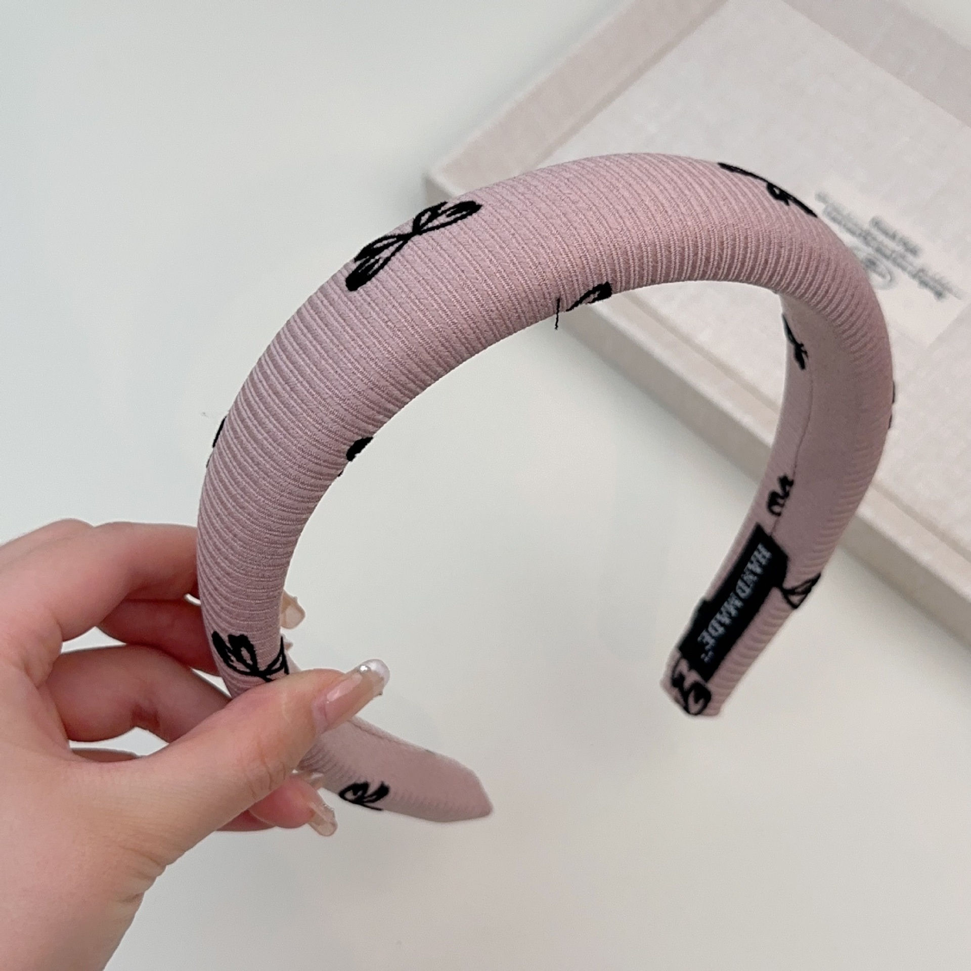 Fascia per capelli con fiocco in twill dolce in stile coreano, fascia per capelli con teschio alto, versatile, di alta qualità, per coda di cavallo, intestino crasso, nuovo stile_voghion.com