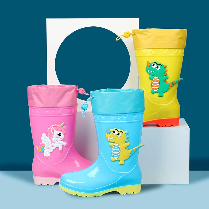 Детские дождевые ботинки мультфильм милые мужчины и женщины водонепроницаемые сапоги для детей среднего и высокого уровня