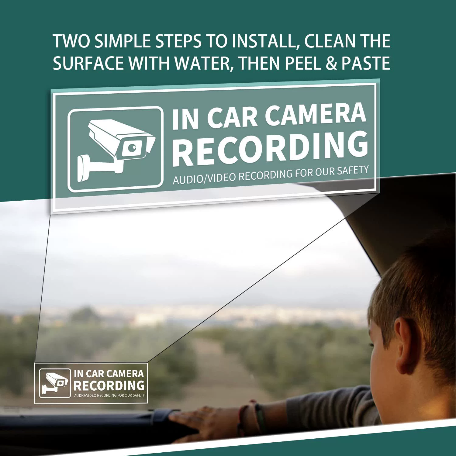 Amazon New 2025 Car Camera Audio Video Recording Window Vinyl Sticker Safety Warning Sign