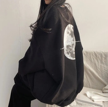 外贸韩版重磅卫衣女2024新款宽松圆领潮牌慵懒chic美式月亮加大码