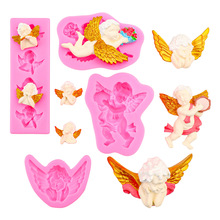 翻糖天使硅胶模具丘比特头像车载石膏香薰蜡烛滴胶皂模软陶粘土模