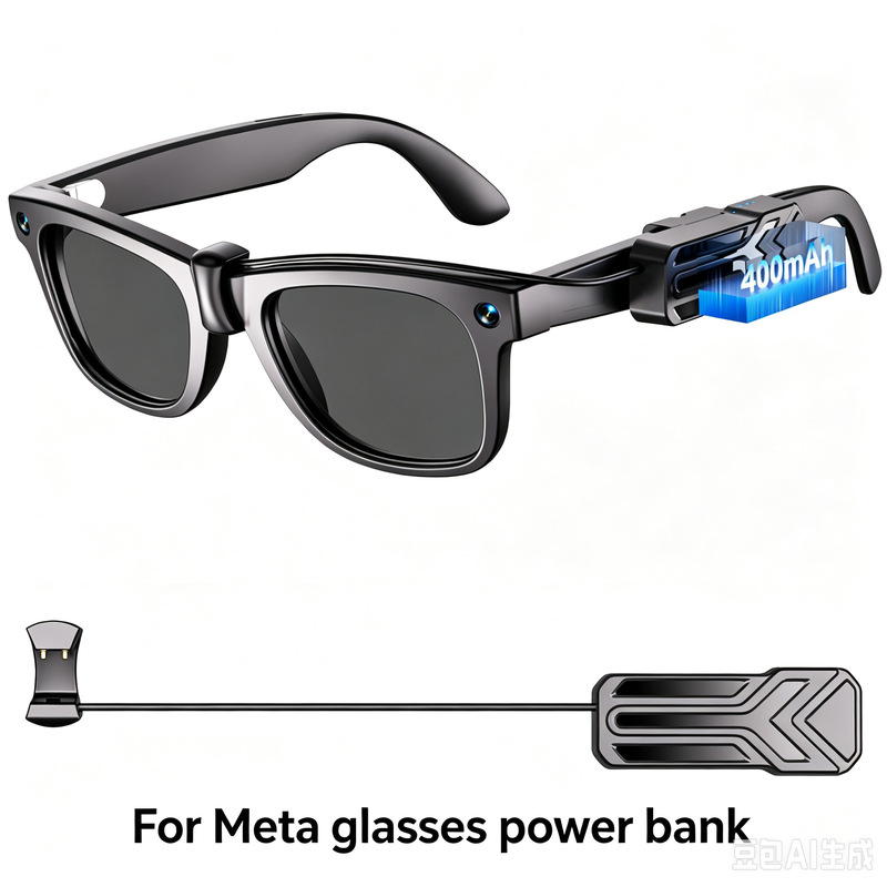Suitable for Meta Glasses Power Bank, Ray-Ban Glasses Battery Life, Wayfarer/Skyler/Headliner