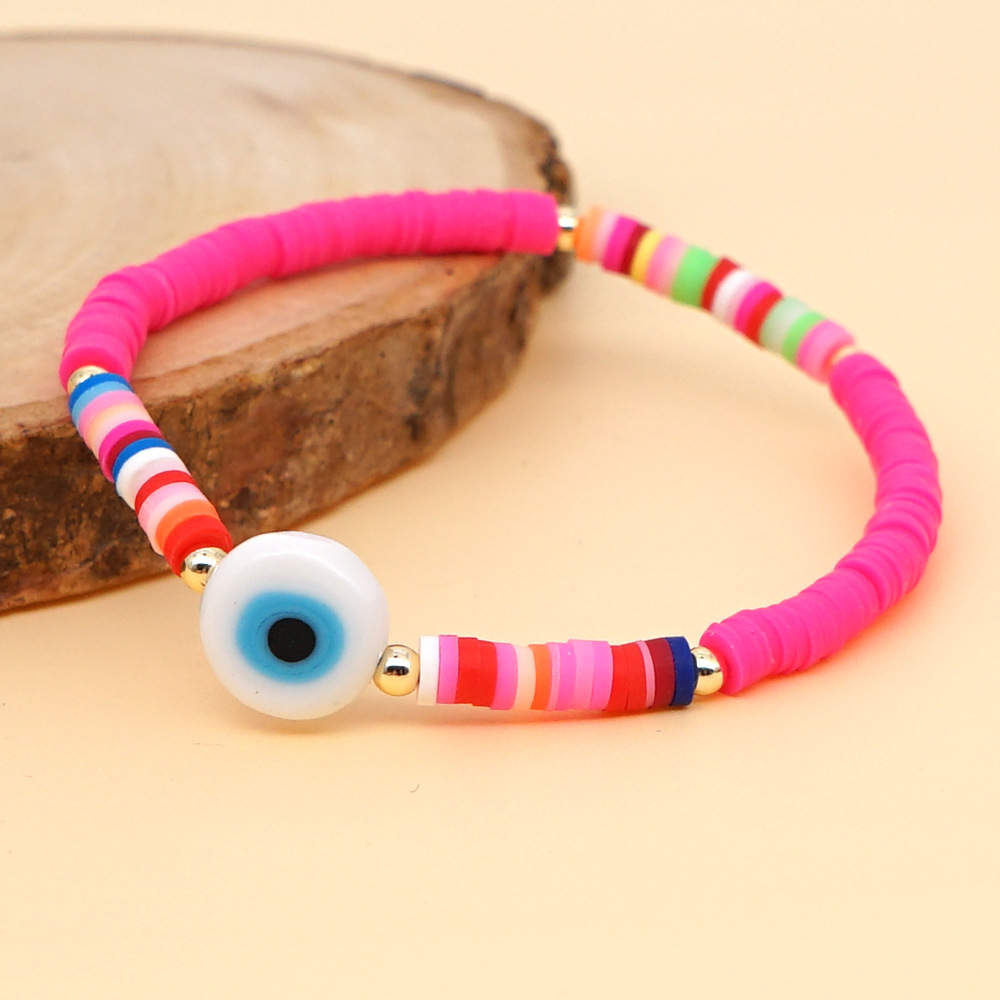 bohemian style colored soft clay glass devils eye bead braceletpicture1