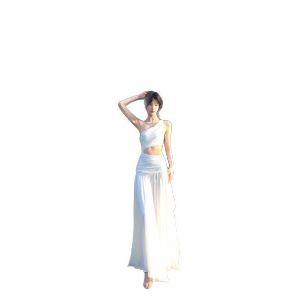 White summer fashionable dress sleevless