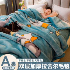 拉舍尔毛毯冬季加厚加绒保暖办公室午睡毯子珊瑚绒沙发盖毯床上用