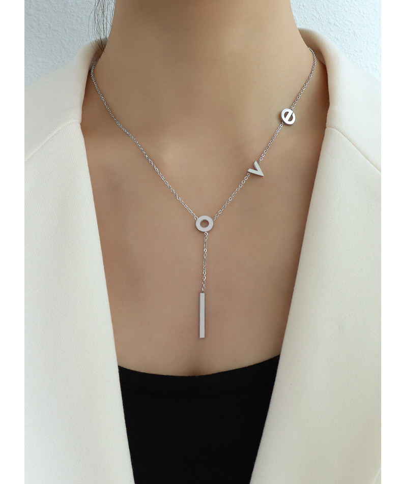 Geometric Titanium Steel Plating Necklace display picture 3