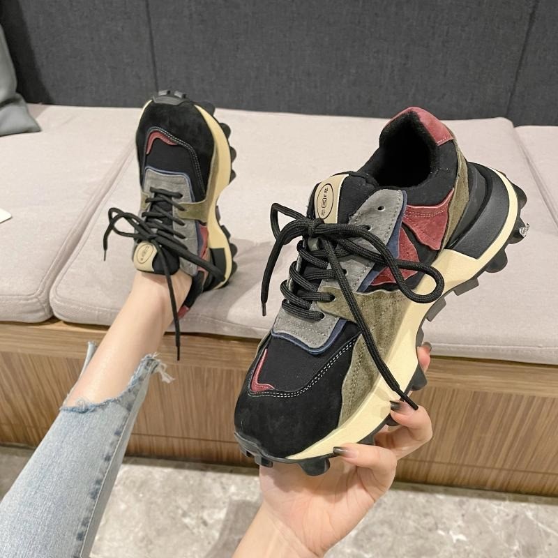 2023 New Autumn/winter Popular Korean Edition Color Block Thick Sole Sports and Casual Dad Shoes_voghion.com