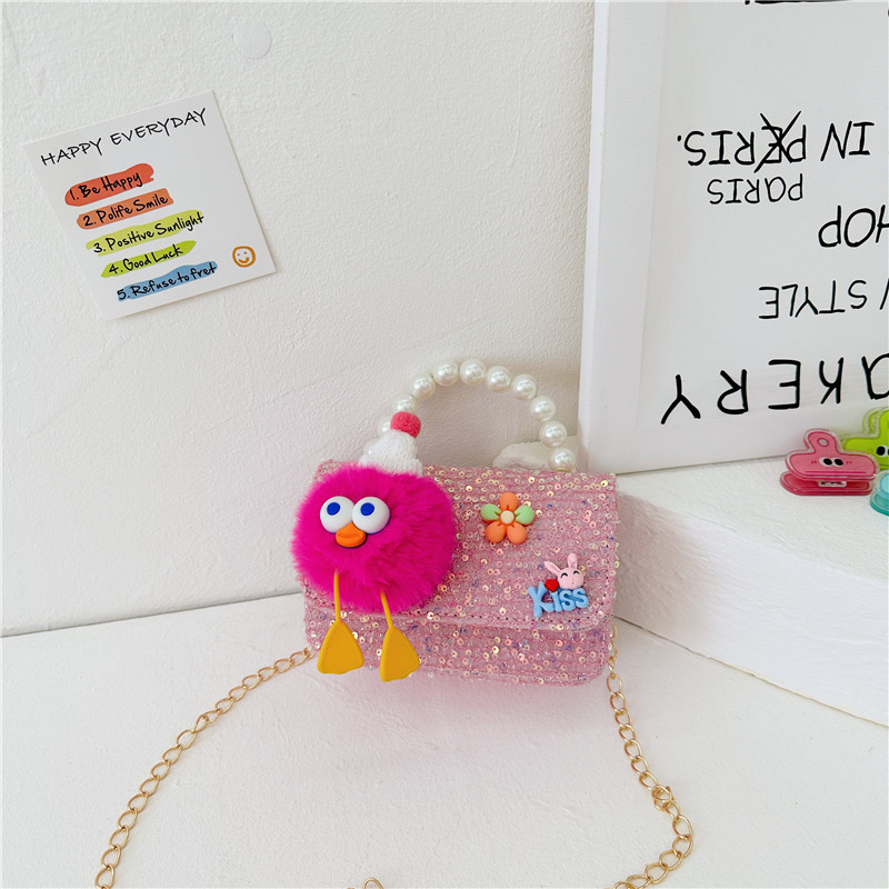 Nuevo estilo occidental de los niños bolsa de estilo de dibujos animados de las muchachas bolsa de mensajero estilo coreano perla bolso niñas monedero