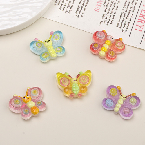Cartoon DIY resin accessories and decorations smiling butterfly cream glue hair clip phone case shoe clip keychain pendant set