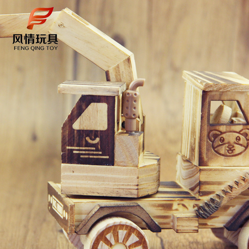 木制小型挖土机模型摆件玩具 景区地摊汽车模型玩具夜市批发|undefined