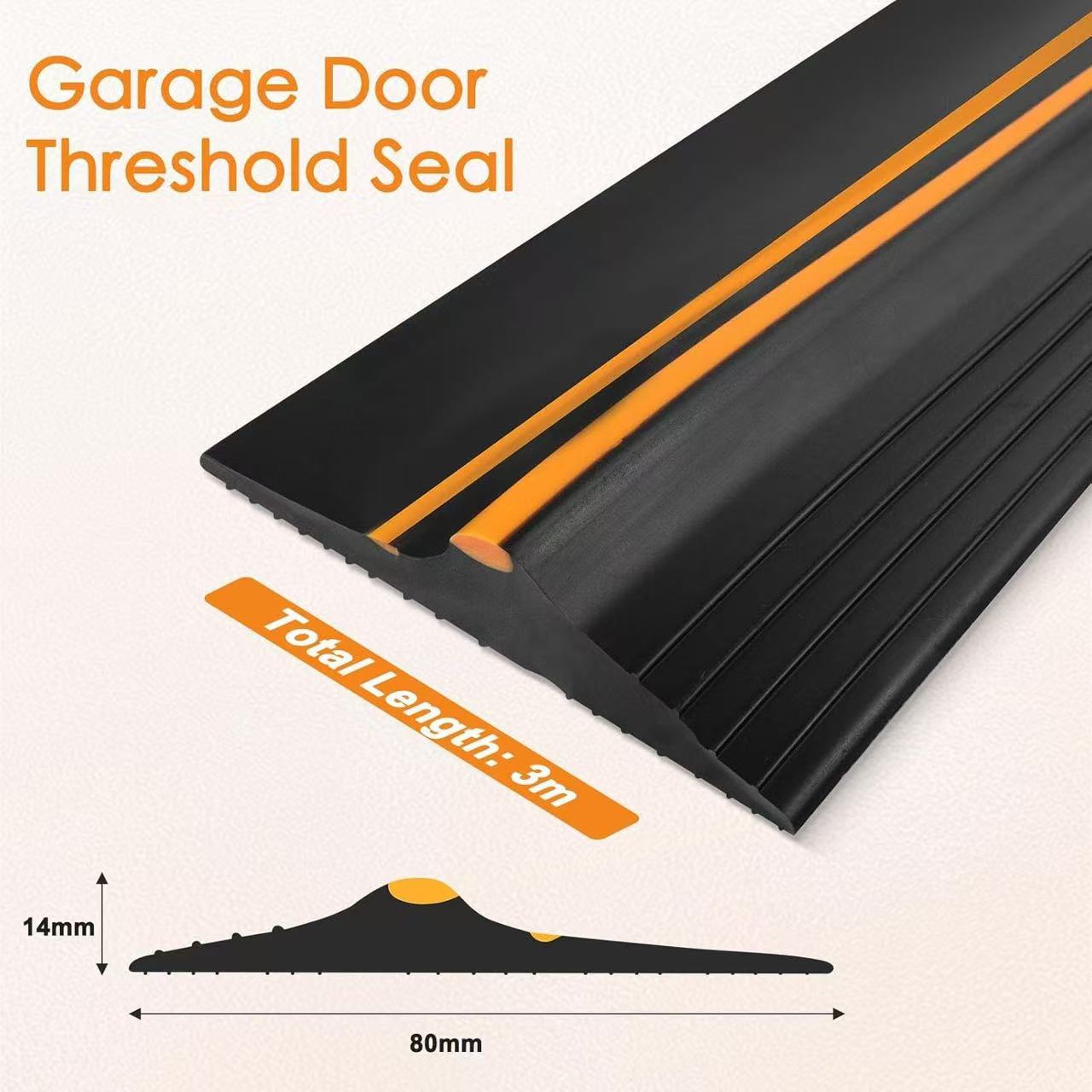 加黄线车库门底密封条卷帘门警示条门槛橡胶防风防水防漏