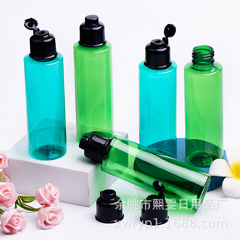 120ml毫升平肩塑料瓶赵绿绿色配24口叮当盖清洁剂洗洁精厨房用瓶