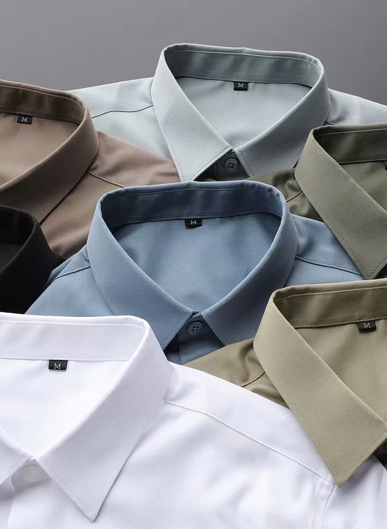 Camisa de manga larga de color sólido estilo coreano de los hombres de Moda Ropa superior casual diseño sentido ins marca de moda camisa suelta y guapo