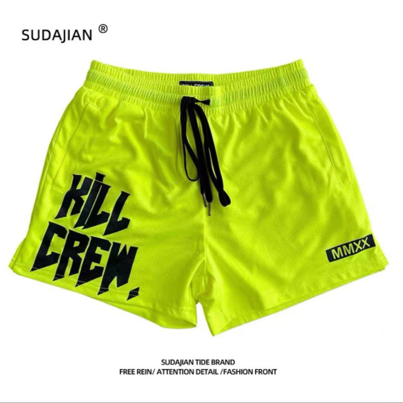 Summer American-Style Three-Quarter Shorts for Men, Trendy Knee-Length Sports Basketball Training Shorts, Mesh Breathable Quick-Dry