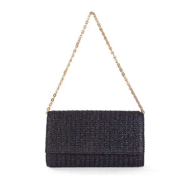 Woven small clutch bag on chain