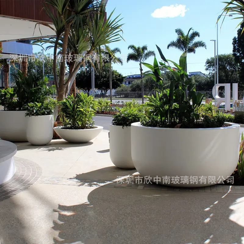 Round Large Flower Pot, Fiberglass Flower Pot, Shopping Mall, Hotel Villa, Fiberglass Creative Planting Flower Pot Three-Piece Set Round Large Flower Pot, Fiberglass Flower Pot, Shopping Mall, Hotel Villa, Fiberglass Creative Planting Flower Pot Three-Piece Set