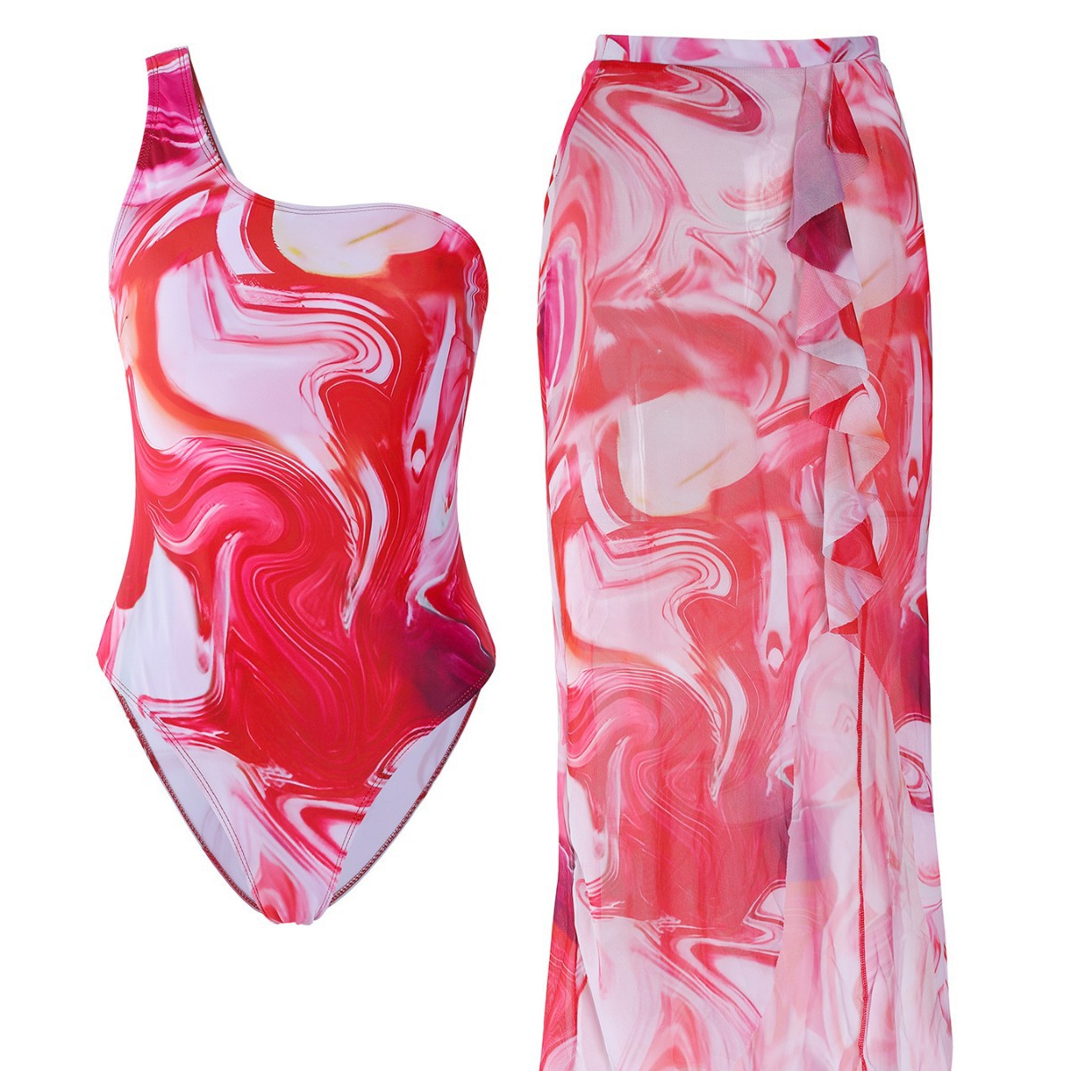 Europees en Amerikaans bestverkochte modieuze badpak uit één stuk met psychedelische kleuren en zonbescherming, set DY030_voghion.com