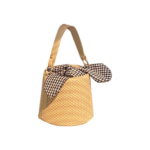 Shengda 2024 new style bucket straw bag for women, fashionable and versatile design, single shoulder crossbody, foreign style straw handbag