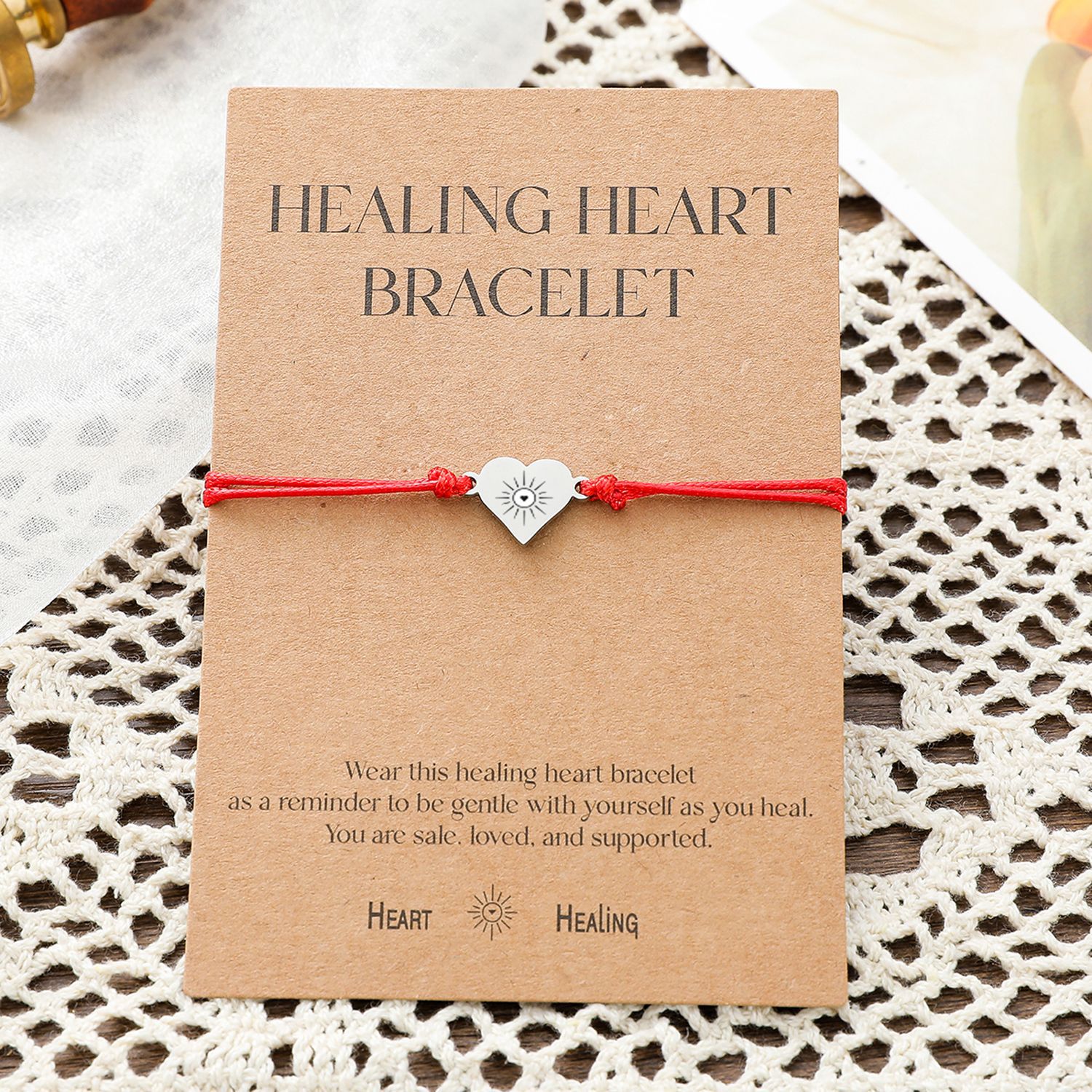 Healing Heart Bracelet European And American Stainless Steel Wax Wire Braided Bracelet display picture 1