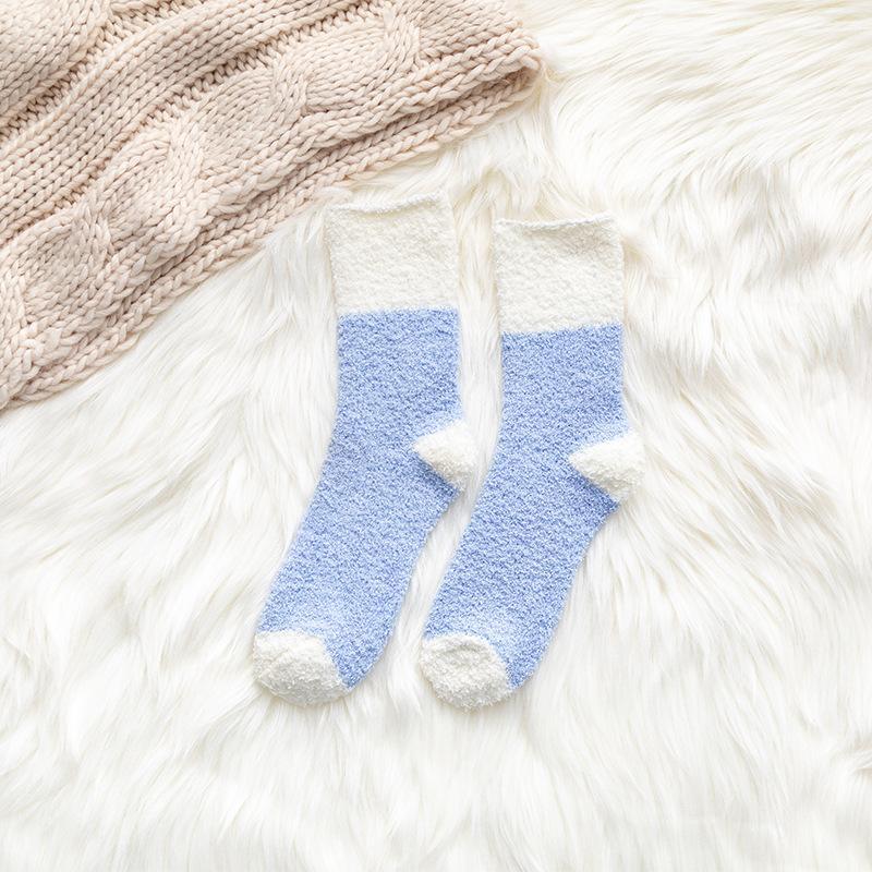 Invierno flanger calcetines de terciopelo de coral de color sólido caliente engrosada toalla Calcetines de piso de terciopelo medio al por mayor