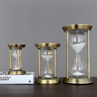 ♔ Three-Column Ornament-Style Hourglass Timer, Mini Glass Timer with Small Metal Sand