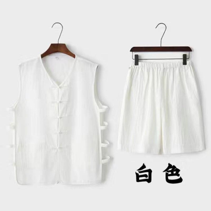 Traje Tang, traje de chaleco para hombres de mediana edad y ancianos, traje de papá para hombres de verano, chaleco de verano para ancianos, ropa de abuelo Hanfu
