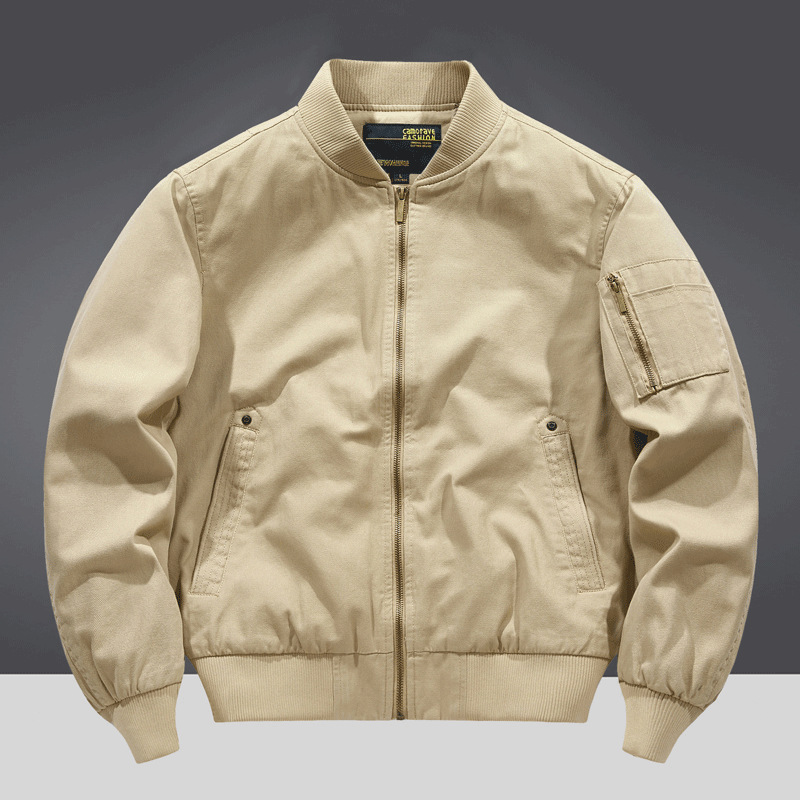 Men's Clothing 2024 new pure cotton pilot jacket men's spring and autumn loose large size men's baseball uniform workwear jacket thin_voghion.com