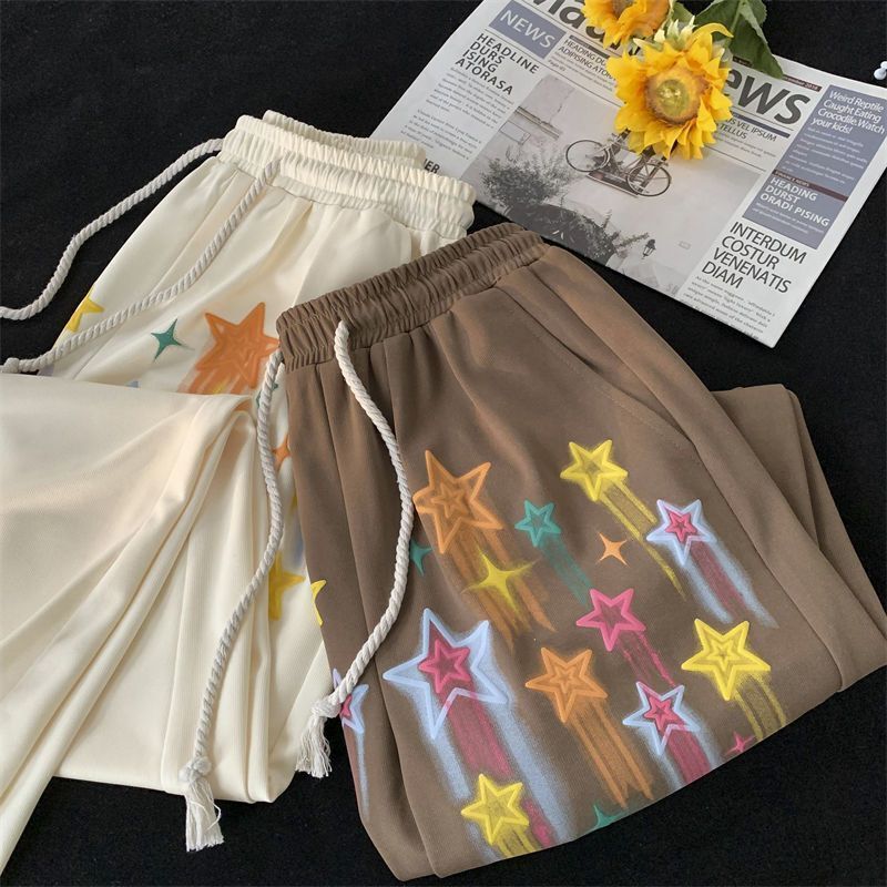 Star print casual pants men's autumn and winter American fashion brand all-match Sports loose High Street casual long pants fashion Star print casual pants men's autumn and winter American fashion brand all-match Sports loose High Street casual long pants fashion