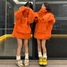 垮境可爱搞怪万圣节南瓜头羊羔毛绒外套2023秋冬宽松加厚卫衣女潮