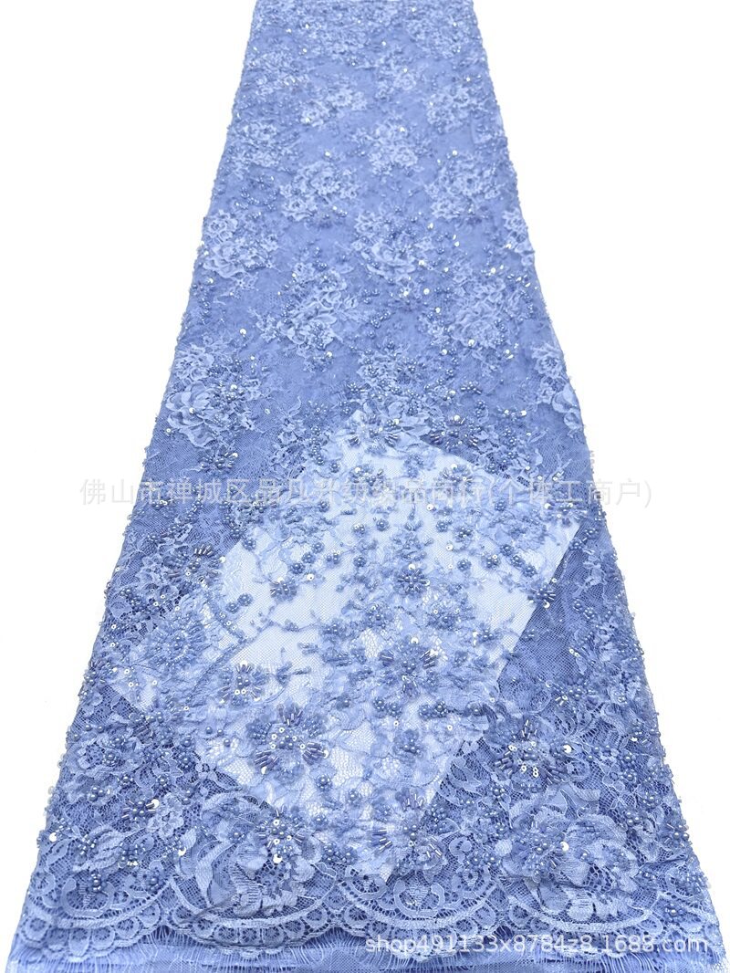 Flores 3D hechas a mano pestañas de encaje vestido de novia anfitrión escenario de vestido largo de Oriente Medio tela