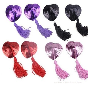 Sexy Lingerie Accessories with Tassel Heart-Shaped Sequin Nipple Covers, Blood Drop Nipple Covers, Wholesale for Women