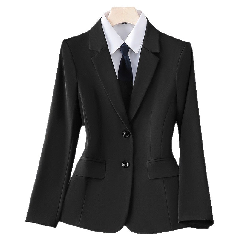 Professional Women's Clothing, Elegant Suit Set, High-End Suit for Women, Black Double-Button Formal Interview Outfit, Women's Suit Set