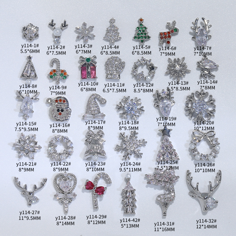 Nueva Luz de lujo de plata de Navidad ZIRCON accesorios de uñas flash de alto grado de copo de nieve ELK nail diamante joyería al por mayor