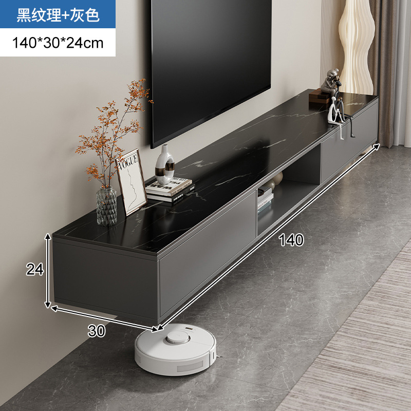 Gabinete de televisión de lujo ligero tablero de roca sala de estar sala de estar casa cabinet de televisión colgante dormitorio pequeño estilo simple y moderno