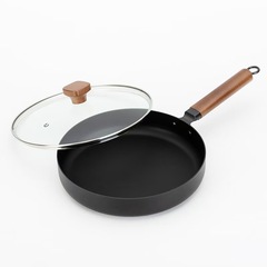 無垢セラミックフライパン 電磁調理器・ガスコンロ対応 物理的ノンスティック加工 鉄製フライパン 蓋付き 26cm 平底鍋