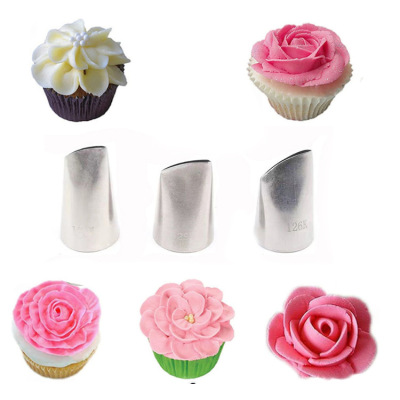 124K# Stainless Decorating mouth rose Petal Cake cream Flowers mouth baking DIY tool