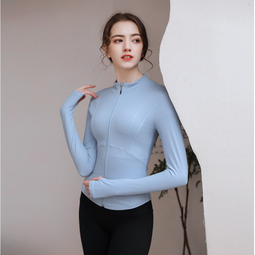 Fitness wear women's slim jacket running quick-drying zipper sports jacket top spring and summer tight yoga wear long sleeves